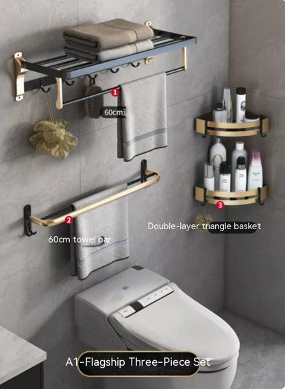 Space Aluminum Bathroom Shelf Wall Hanging Towel Rack