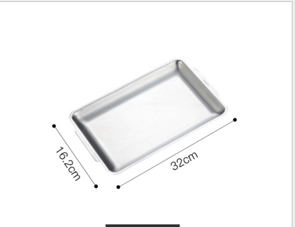 Thickened 304 Stainless Steel Rectangular Plate Korean Barbecue Plate, Tray Storage Tray