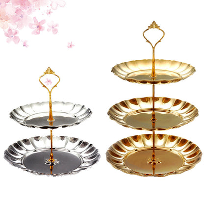 Stainless Steel Fruit Plate Candy Plate Dessert Plate Living Room Creative Cake Shelf