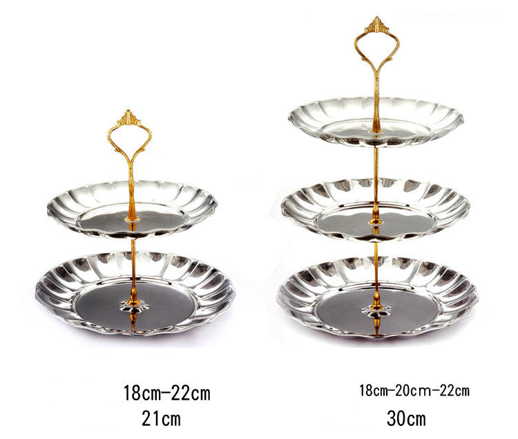 Stainless Steel Fruit Plate Candy Plate Dessert Plate Living Room Creative Cake Shelf