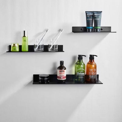 Black Bathroom Shelf without Drilling