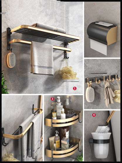 Space Aluminum Bathroom Shelf Wall Hanging Towel Rack