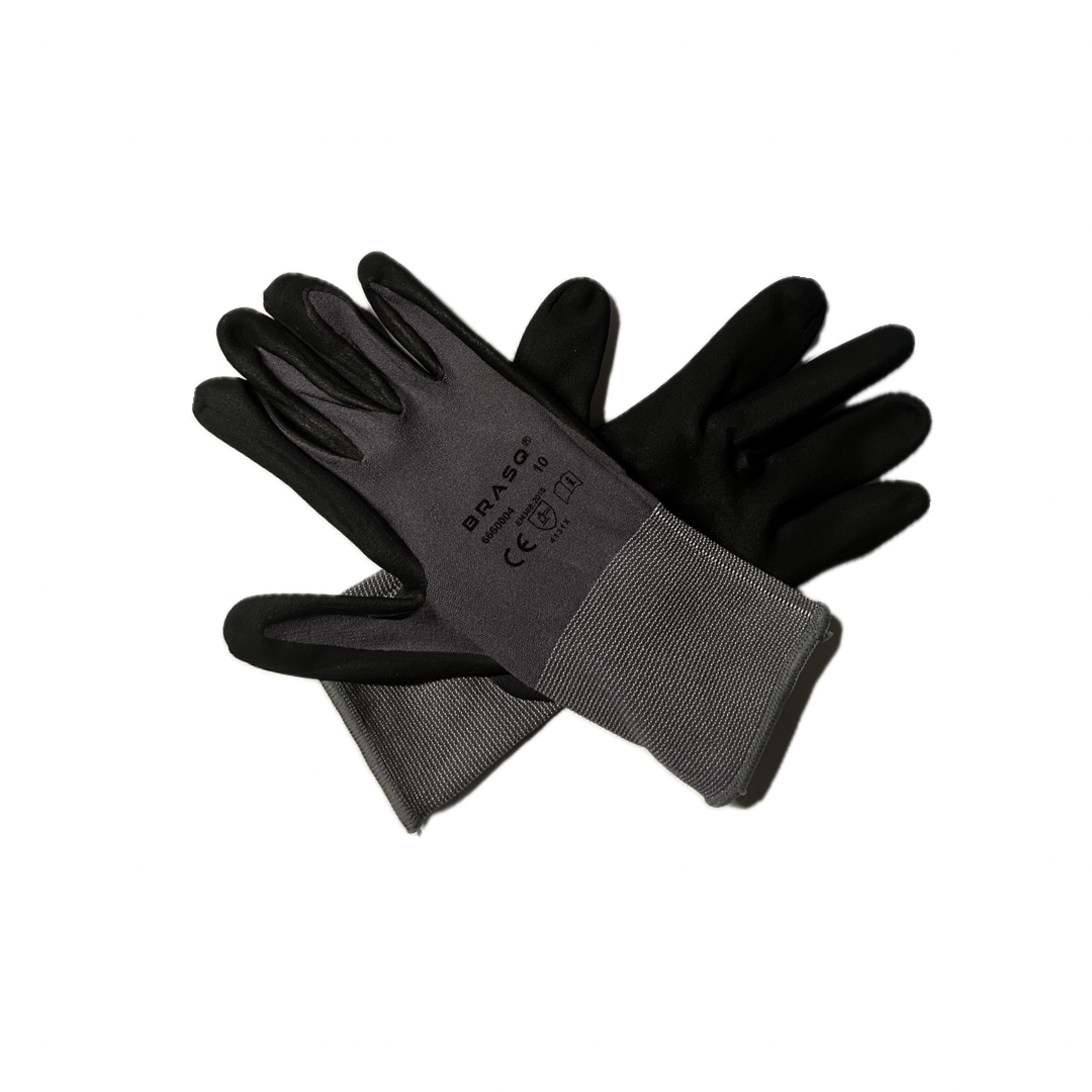 Hynex-Handschuhe: Rutschfeste Arbeitshandschuhe | EXTRA-Grip | Schwarzgrau | Pro 10 Paare