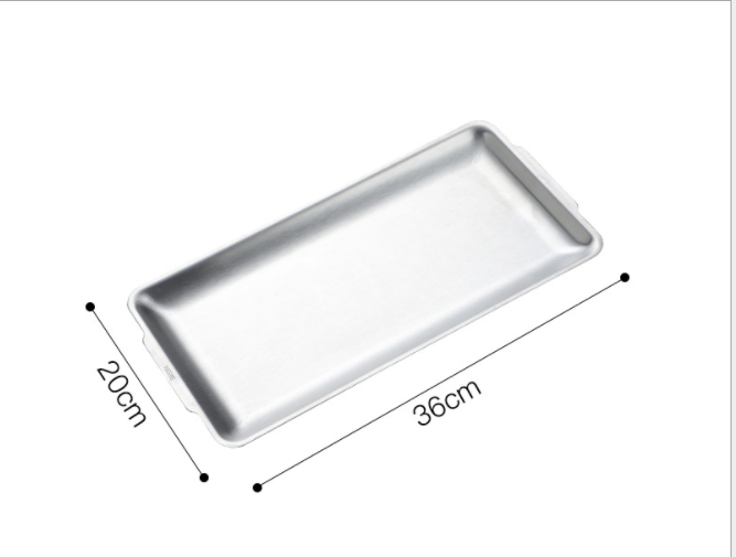 Thickened 304 Stainless Steel Rectangular Plate Korean Barbecue Plate, Tray Storage Tray