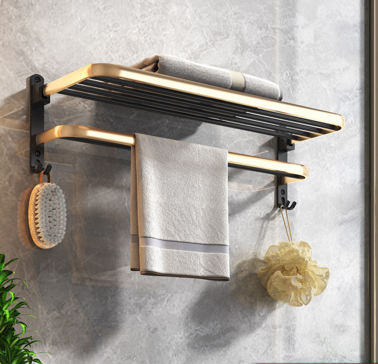 Space Aluminum Bathroom Shelf Wall Hanging Towel Rack